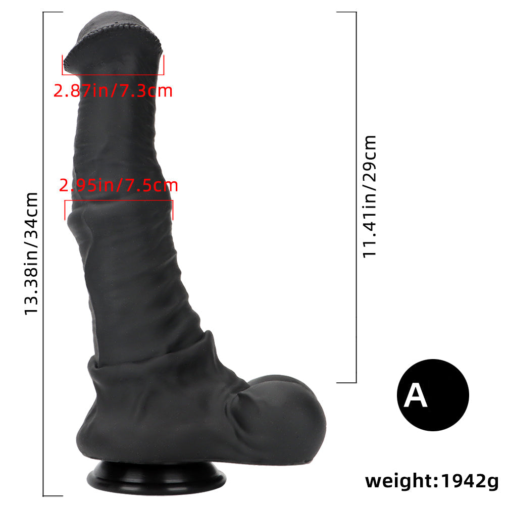 Zwarte Grote Horse Dildo Fantasy 34cm
