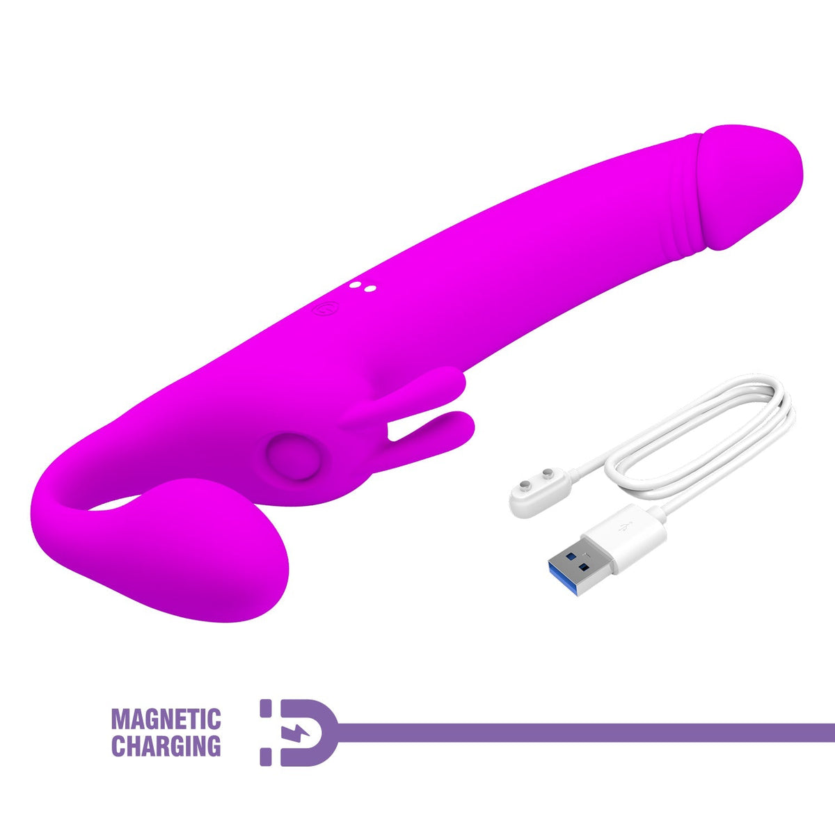 Dubbele Strapless Dildo Met Vibrerende Rabbit Stimulator