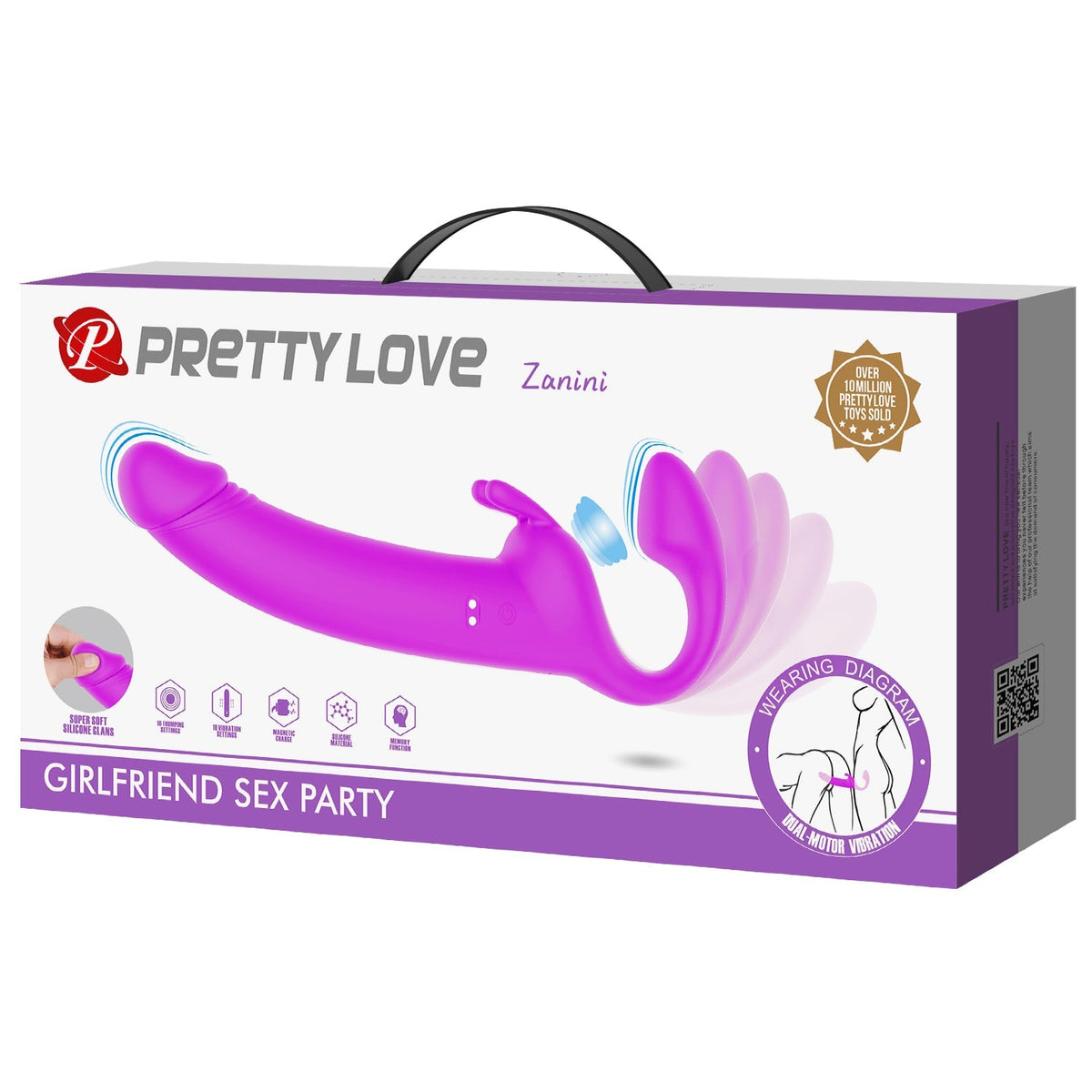 Dubbele Strapless Dildo Met Vibrerende Rabbit Stimulator