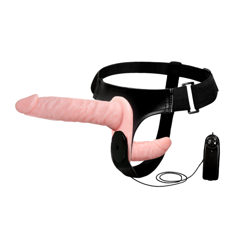 18cm Roze Dubbe Voorbinddildo Met Traploze Vibratie