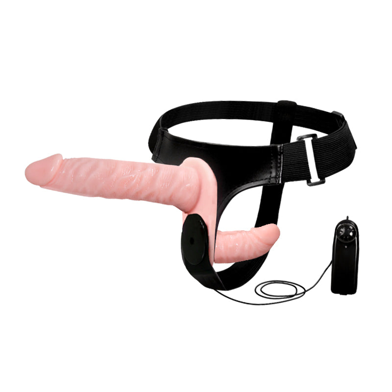 18cm Roze Dubbe Voorbinddildo Met Traploze Vibratie