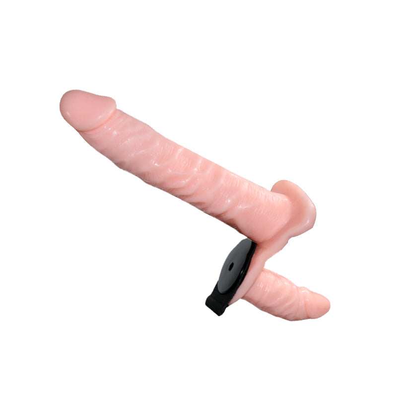 18cm Roze Dubbe Voorbinddildo Met Traploze Vibratie