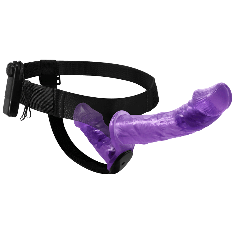 Paarse Verstelbare Dubbele Vibrator Strap-On Dildo