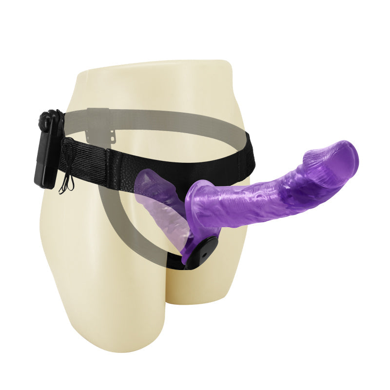 Paarse Verstelbare Dubbele Vibrator Strap-On Dildo