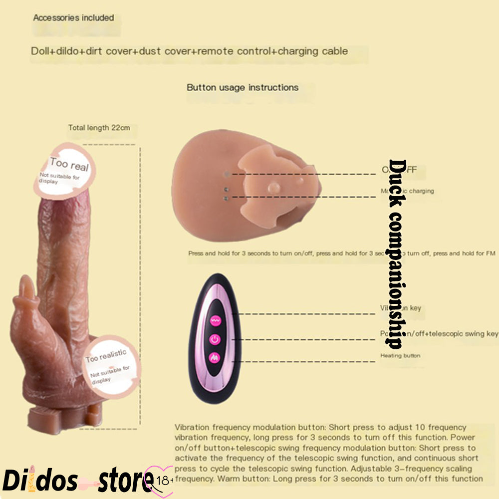 Banaan Eend Pluche Stotende Dildo Met Likfunctie
