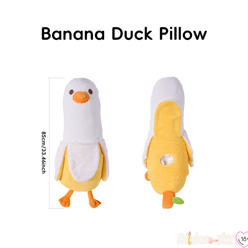 Banaan Eend Pluche Stotende Dildo Met Likfunctie