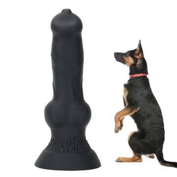 Big Black Dog Dildo Met Knot 33cm