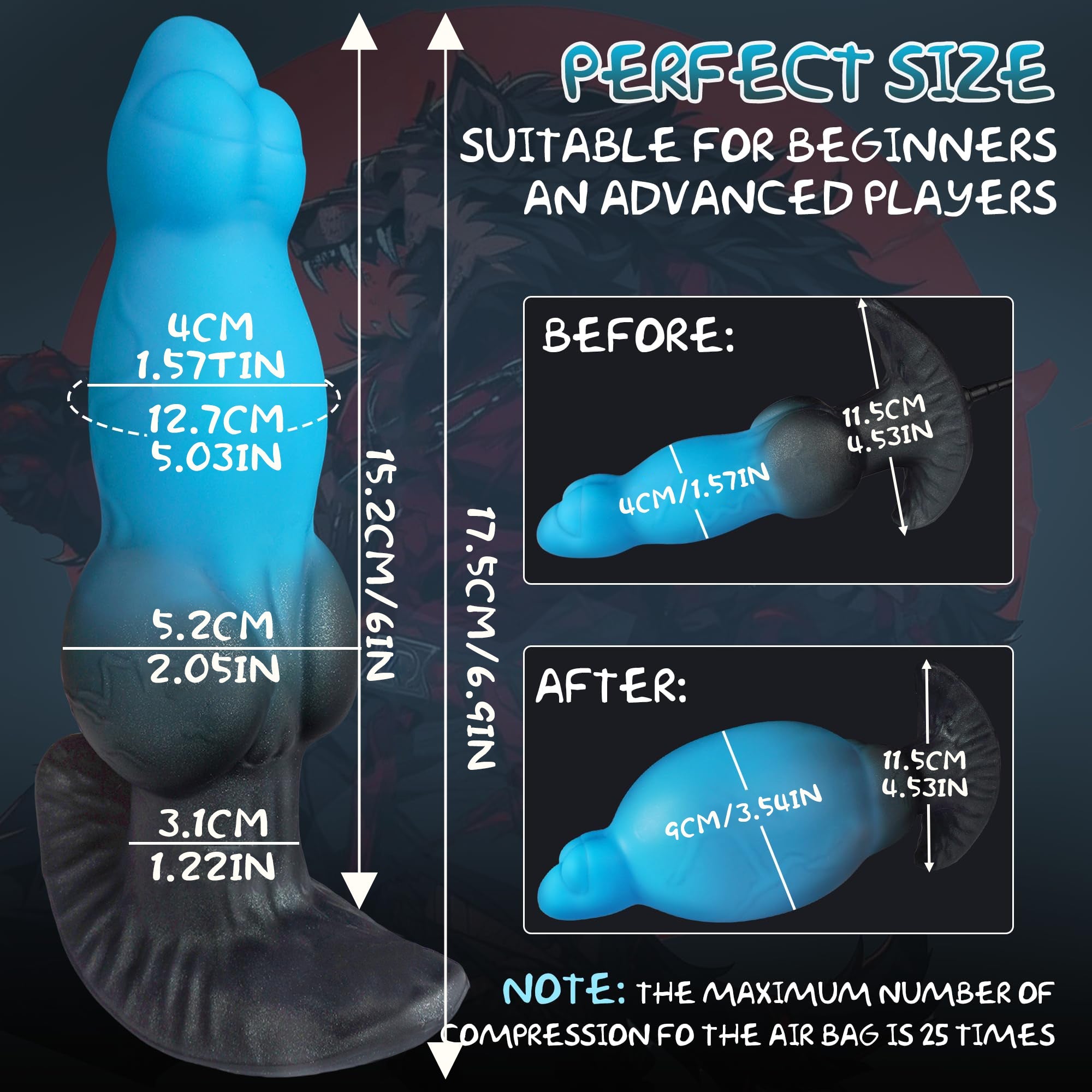 6.9 inch Silicone Inflatable Knot Anal Plug