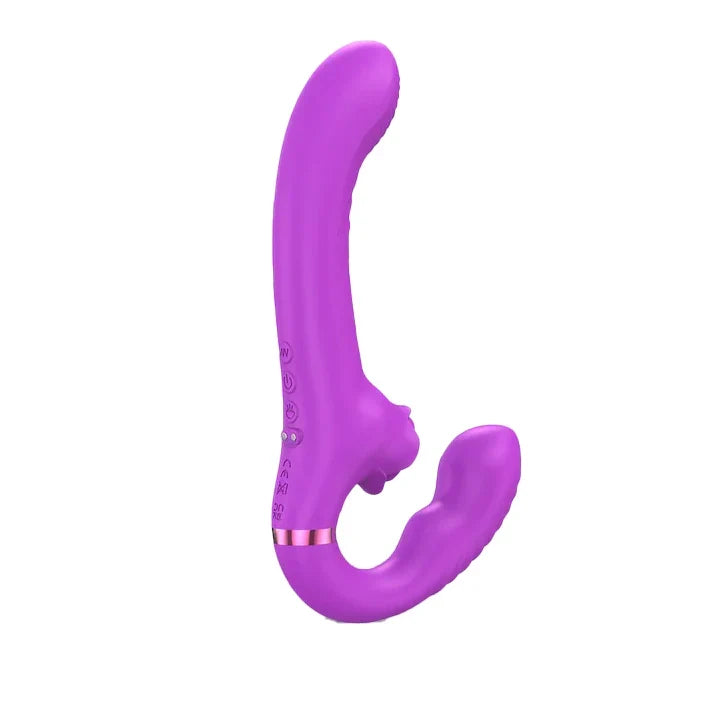 Clitoris Stimulator Met Dubbelzijdige Strapless Dildo
