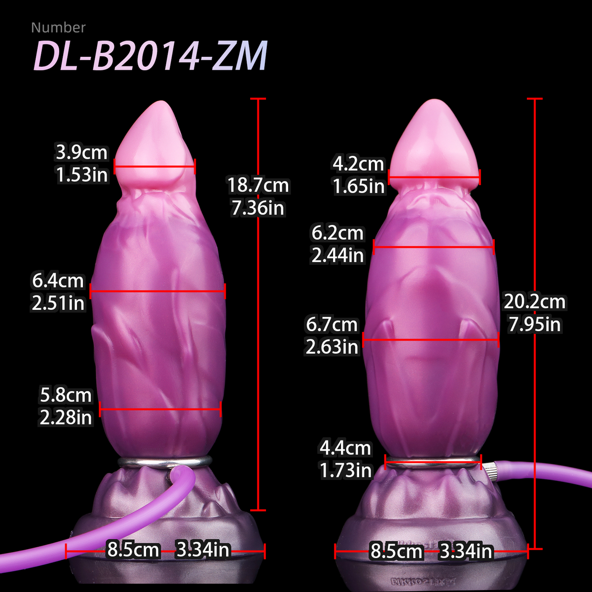 Roze Paarse Monster Textured Inflatable Butt Plug