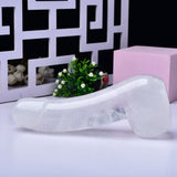 画像をギャラリー ビューアにロード Witte Jade Kwarts Kristal Penis Dildo