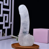 画像をギャラリー ビューアにロード Witte Jade Kwarts Kristal Penis Dildo