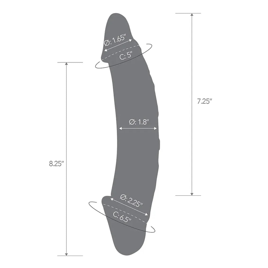 25 cm Dubbelzijdige Glazen Dildo met Ribbelstructuur