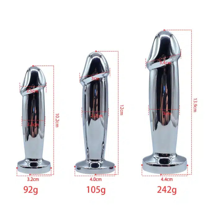 Penisvormige Metalen Buttplug met Diamantlook