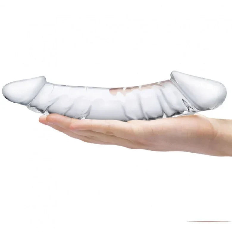 25 cm Dubbelzijdige Glazen Dildo met Ribbelstructuur