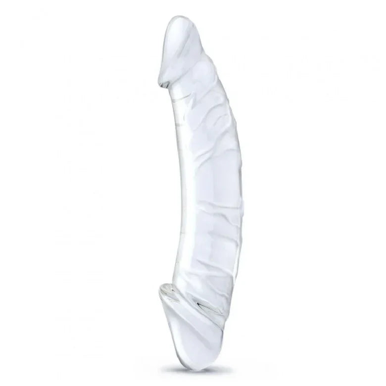25 cm Dubbelzijdige Glazen Dildo met Ribbelstructuur