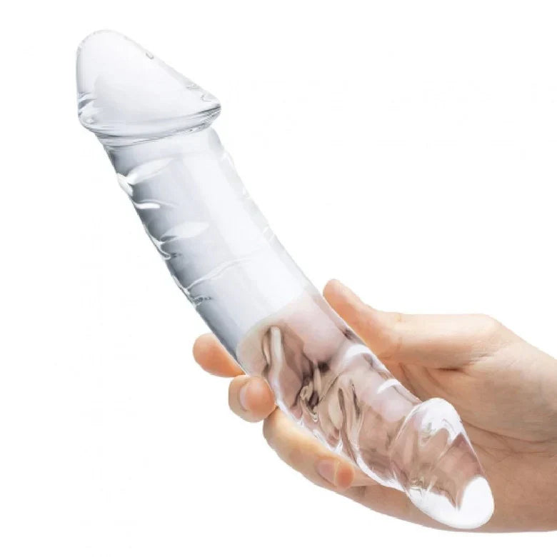 25 cm Dubbelzijdige Glazen Dildo met Ribbelstructuur