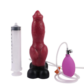 23cm Rode Honden Knot Squirtingdildo Met Inflatable
