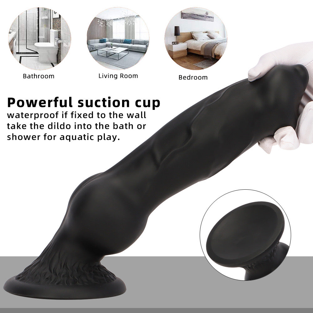 Big Black Dog Dildo Met Knot 33cm