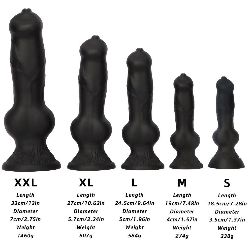 Big Black Dog Dildo Met Knot 33cm