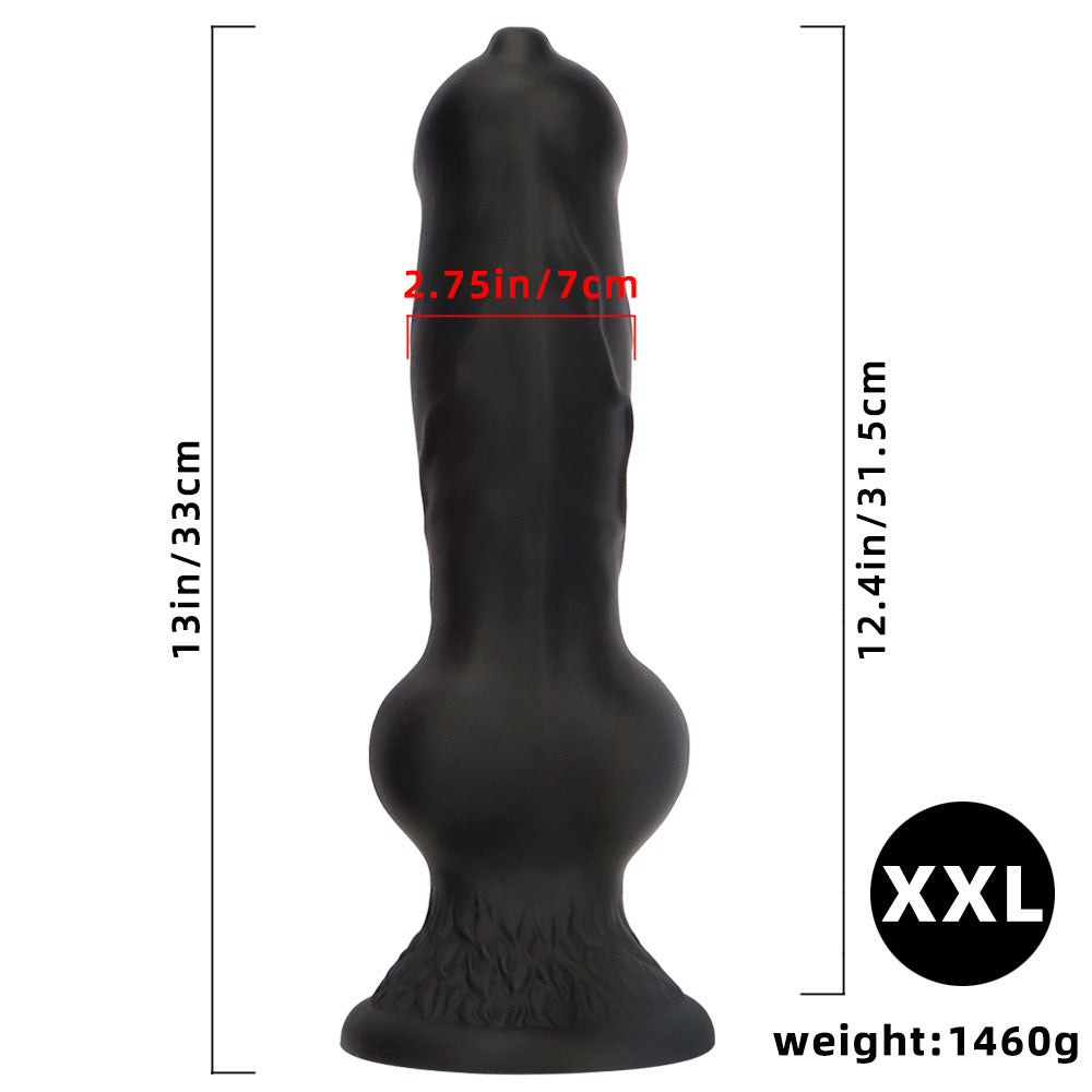Big Black Dog Dildo Met Knot 33cm