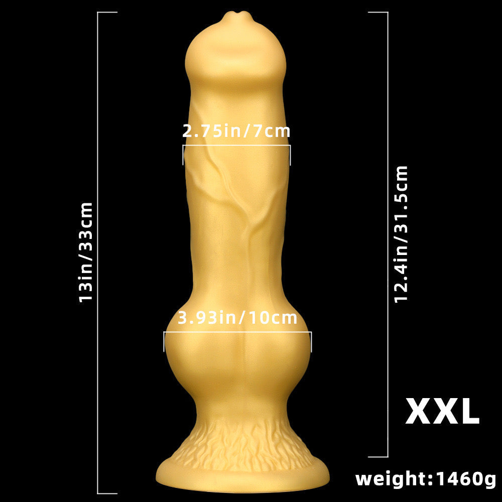 Gold Silicone Knot Dog Dildo Fantasy