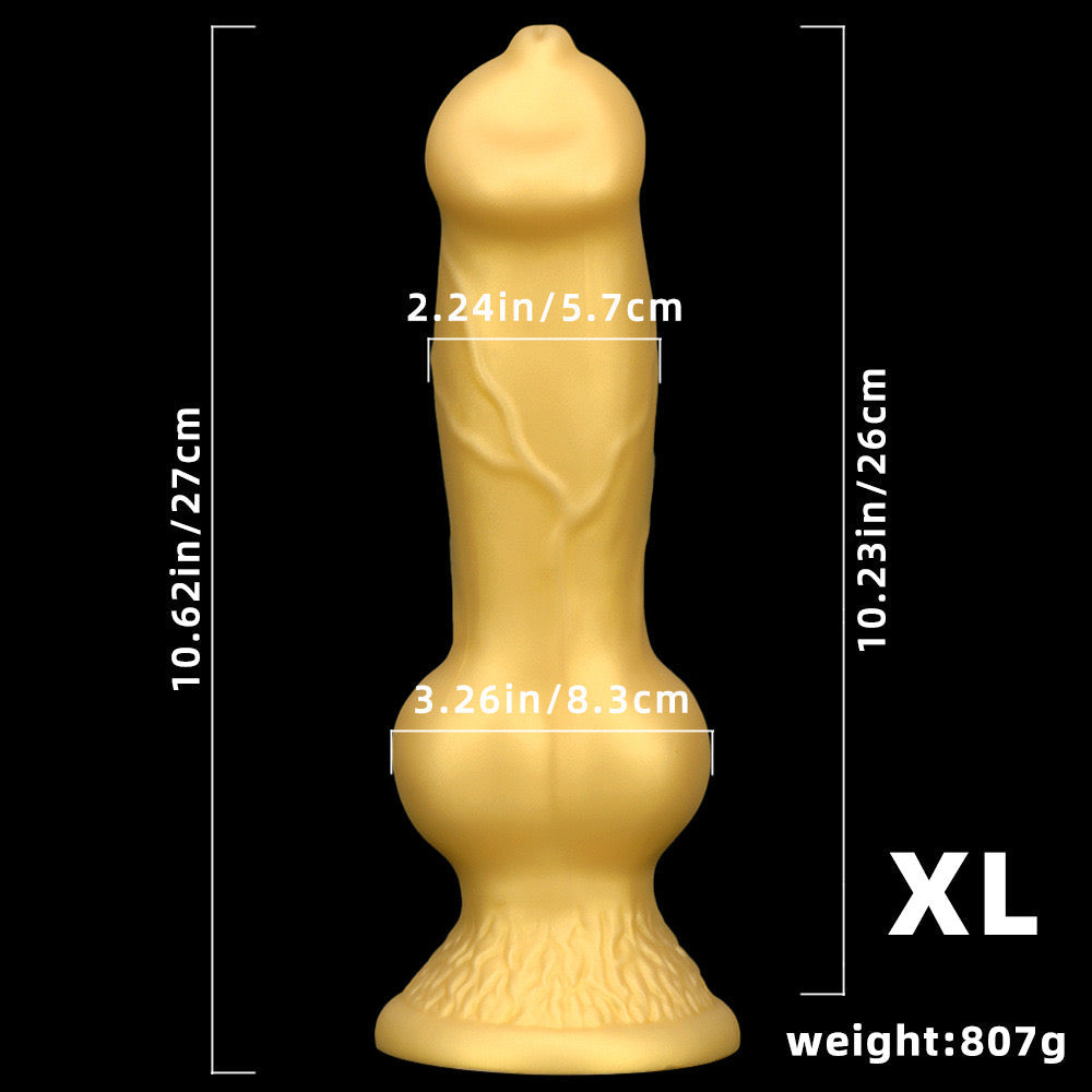 Gold Silicone Knot Dog Dildo Fantasy
