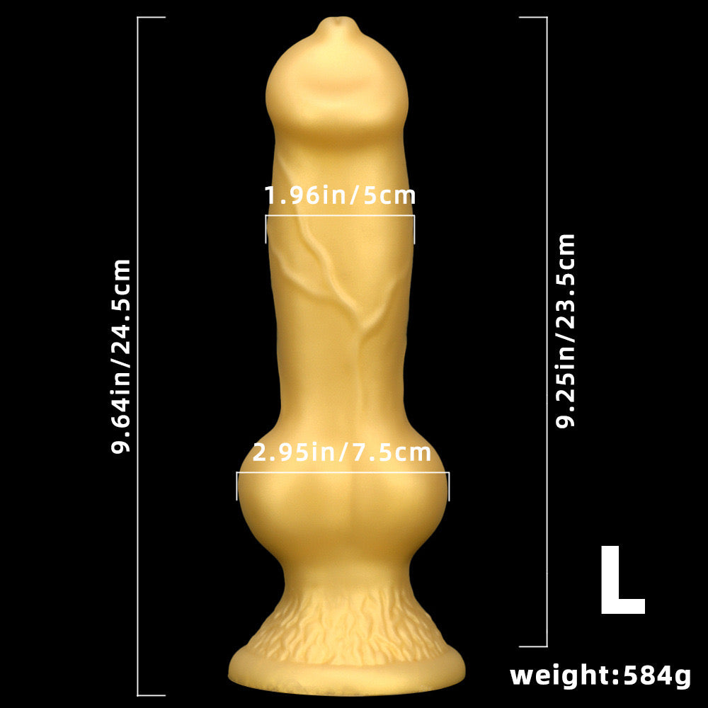 Gold Silicone Knot Dog Dildo Fantasy