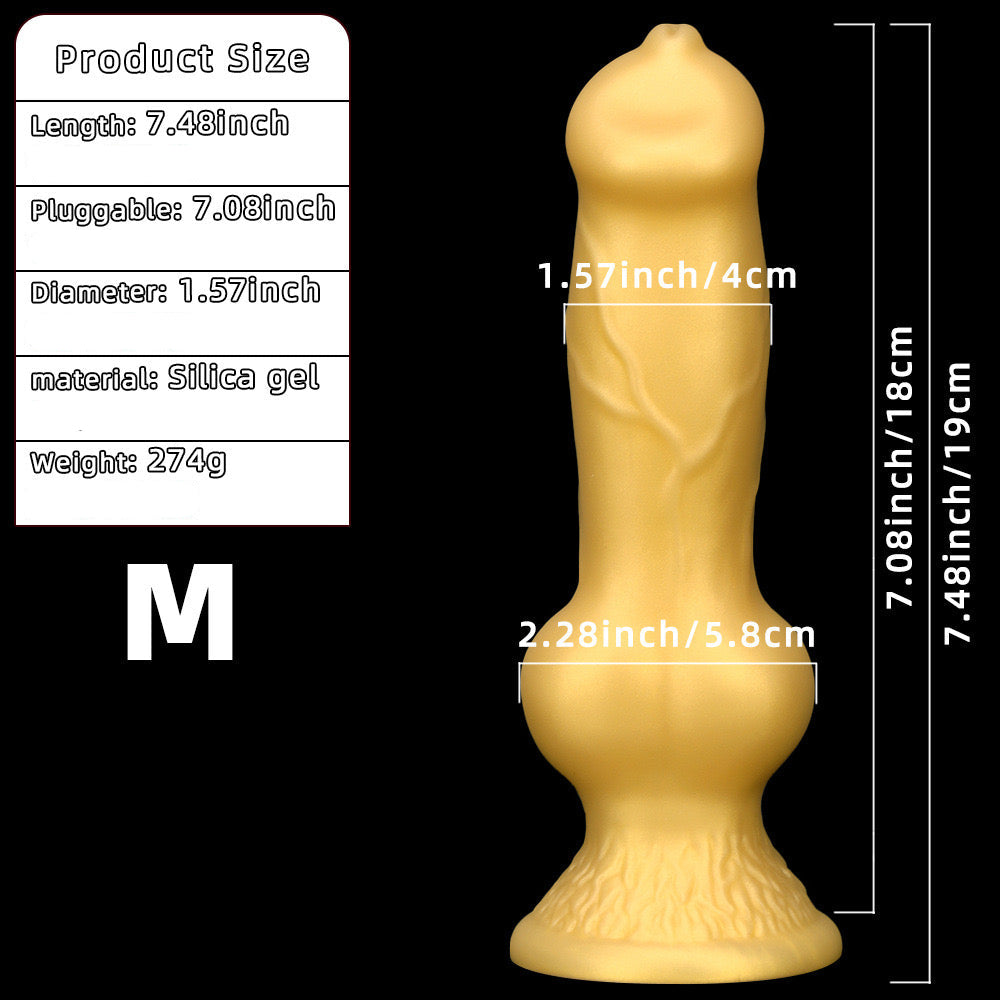 Gold Silicone Knot Dog Dildo Fantasy
