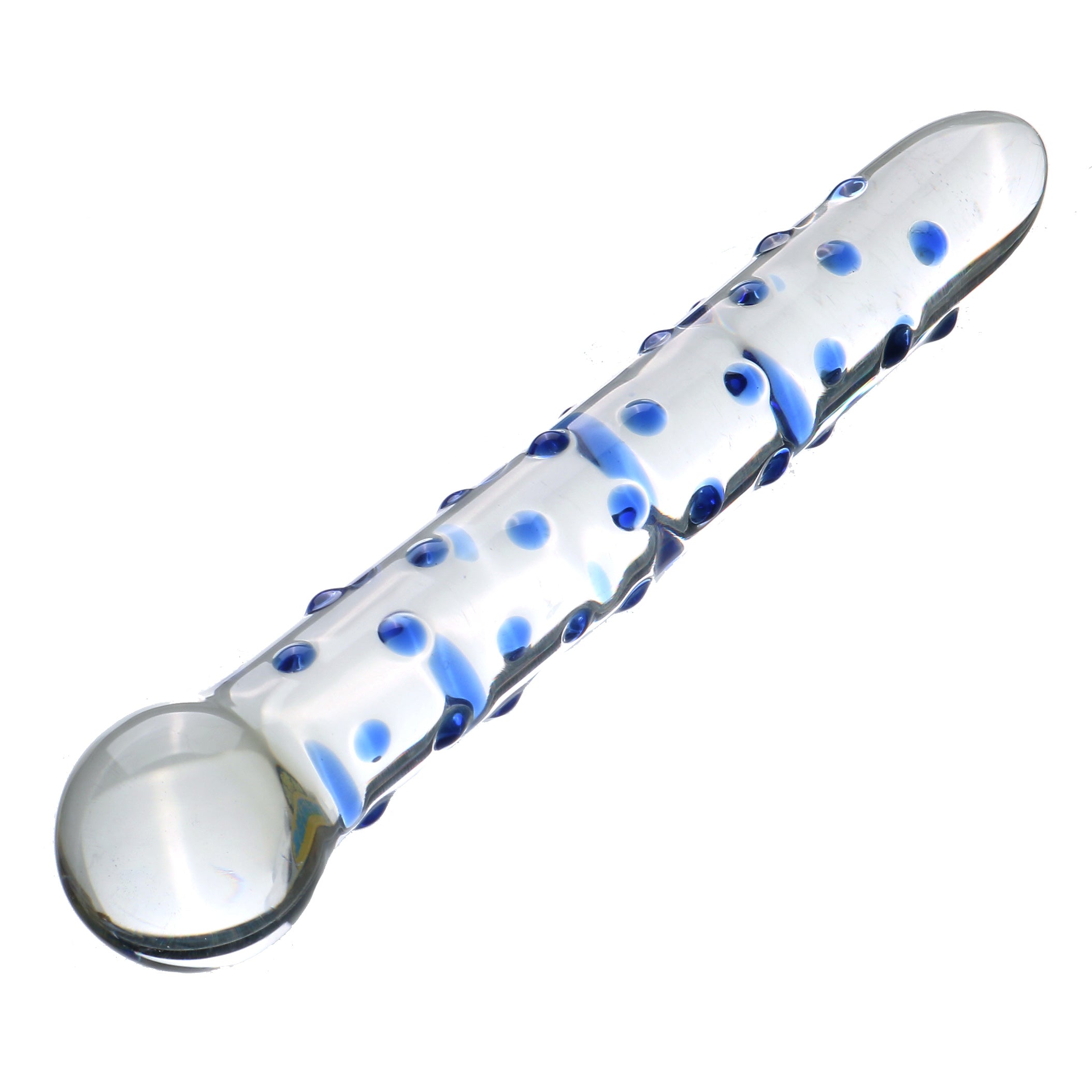 7 Inch Blue Small Point Glass Dildo