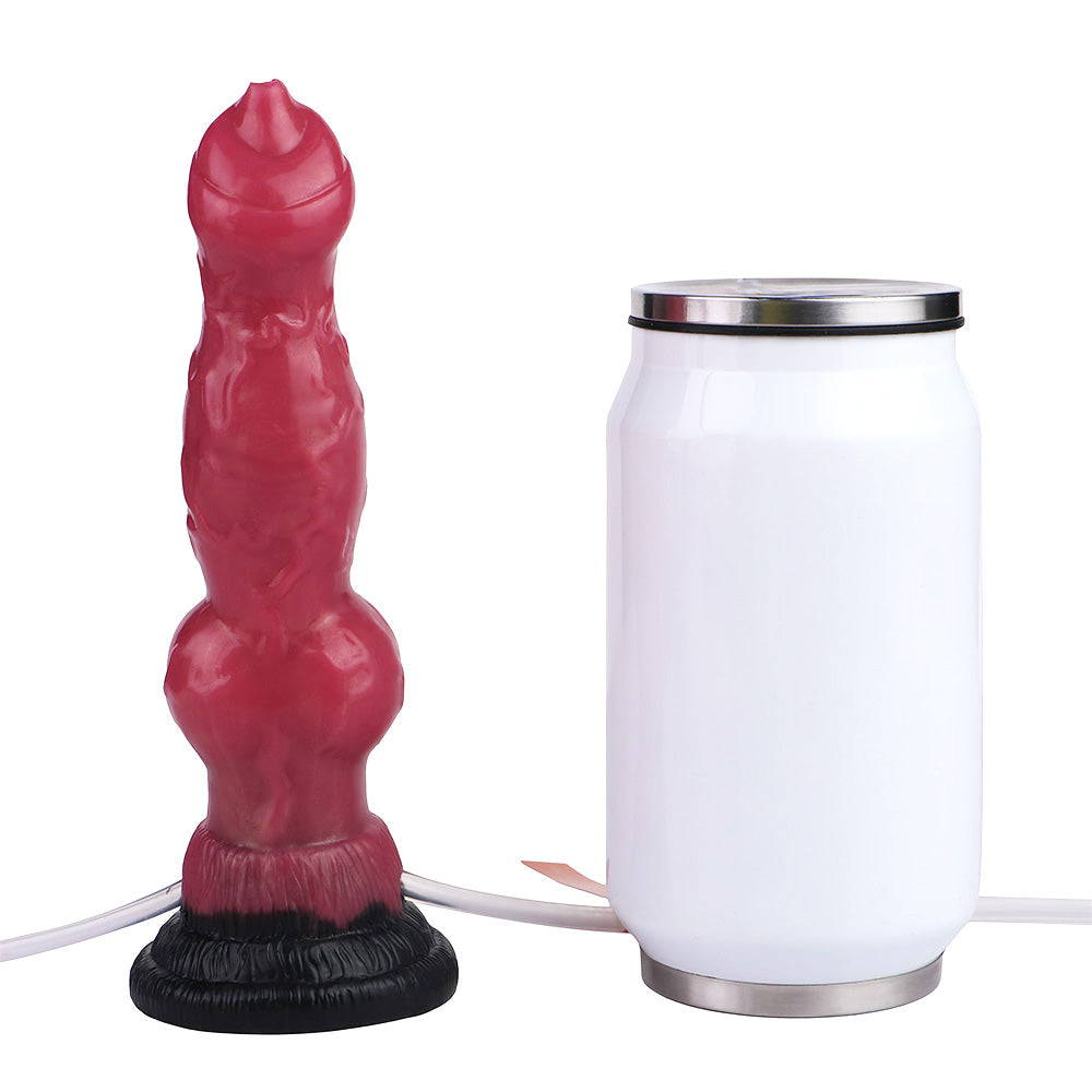 Rode Honden Squirting Dildo Met Opblaasbare Knot