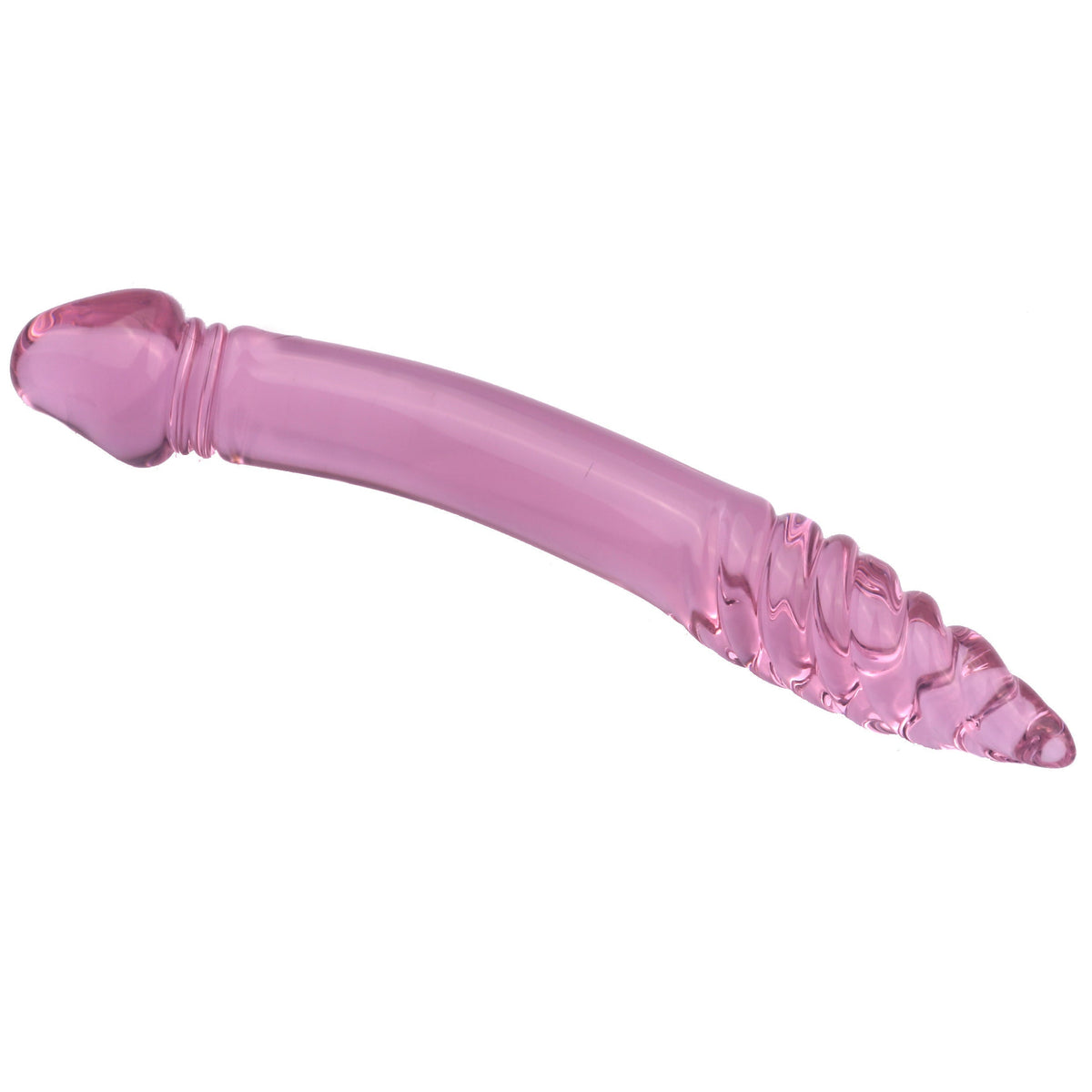 23cm Roze Glazen Dubbele Dildo Met Spiraalboorkop
