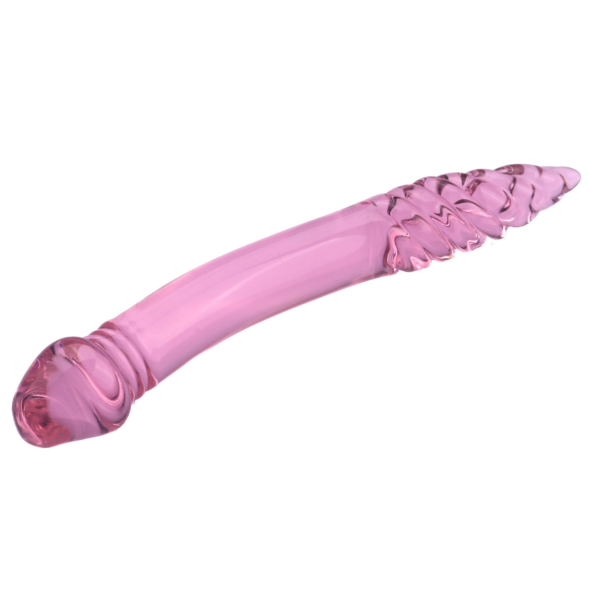 23cm Roze Glazen Dubbele Dildo Met Spiraalboorkop