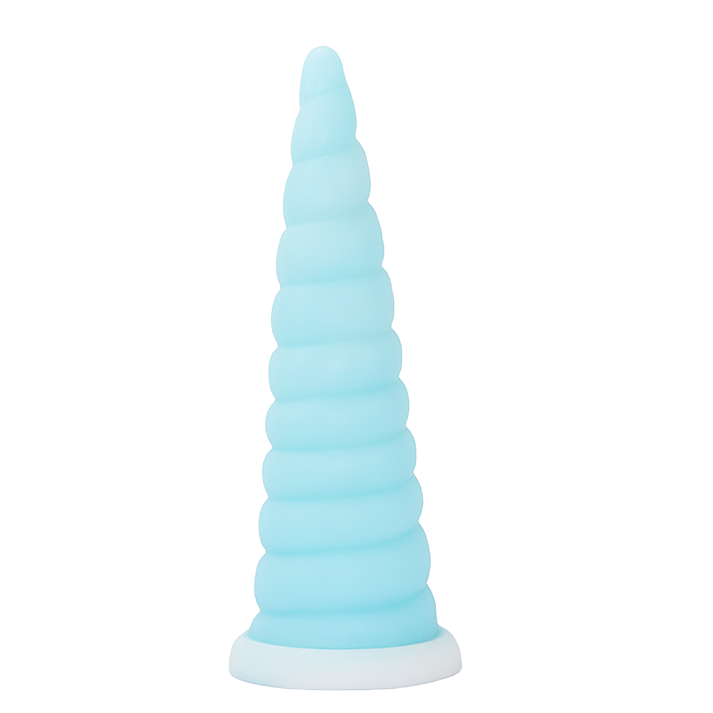 Blauwe Unicorn Dildo met Geribbelde Structuur