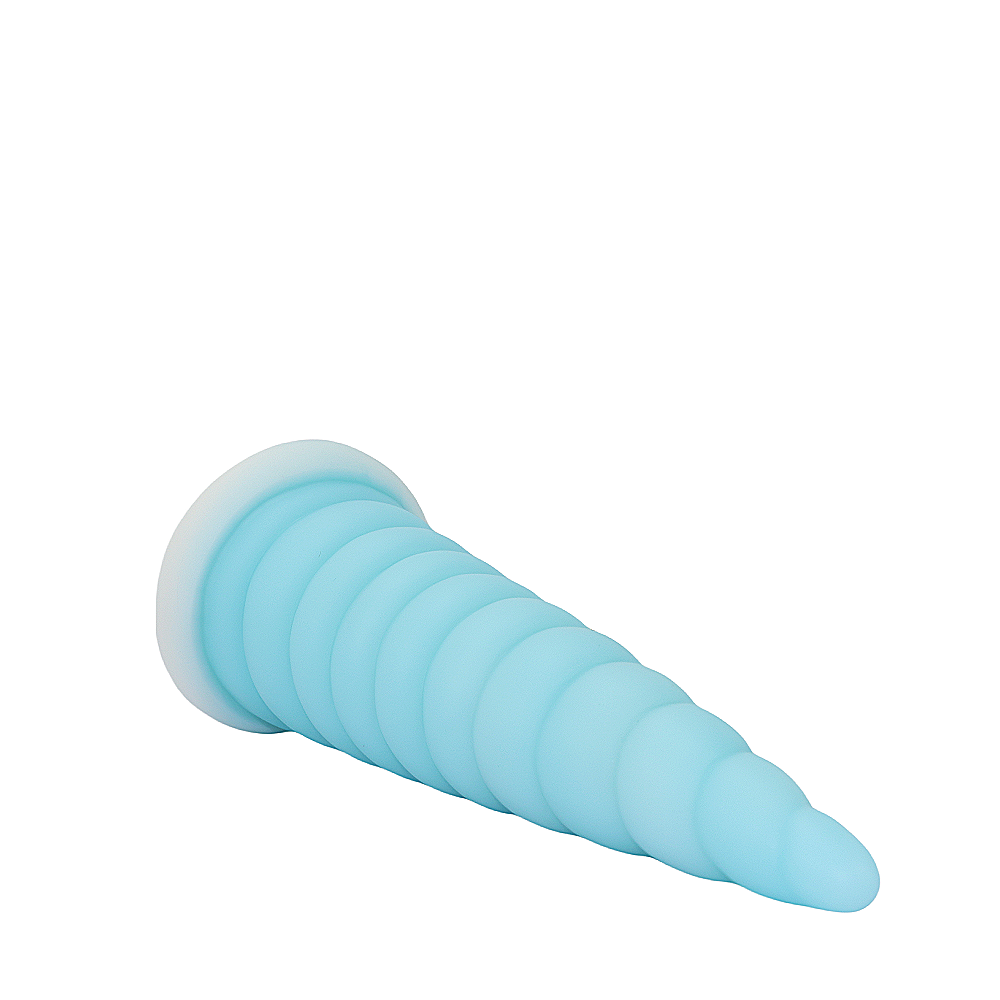 Blauwe Unicorn Dildo met Geribbelde Structuur