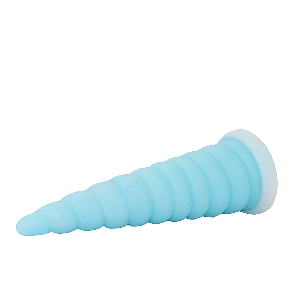 Blauwe Unicorn Dildo met Geribbelde Structuur