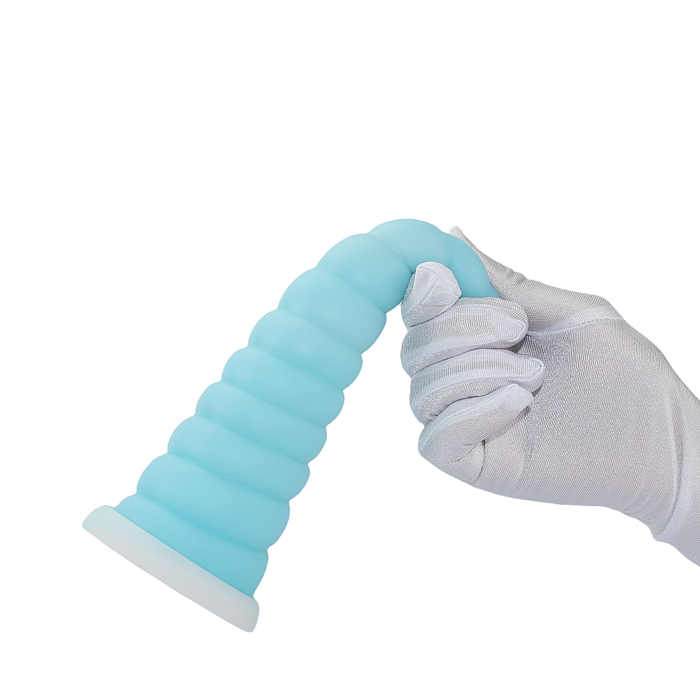 Blauwe Unicorn Dildo met Geribbelde Structuur