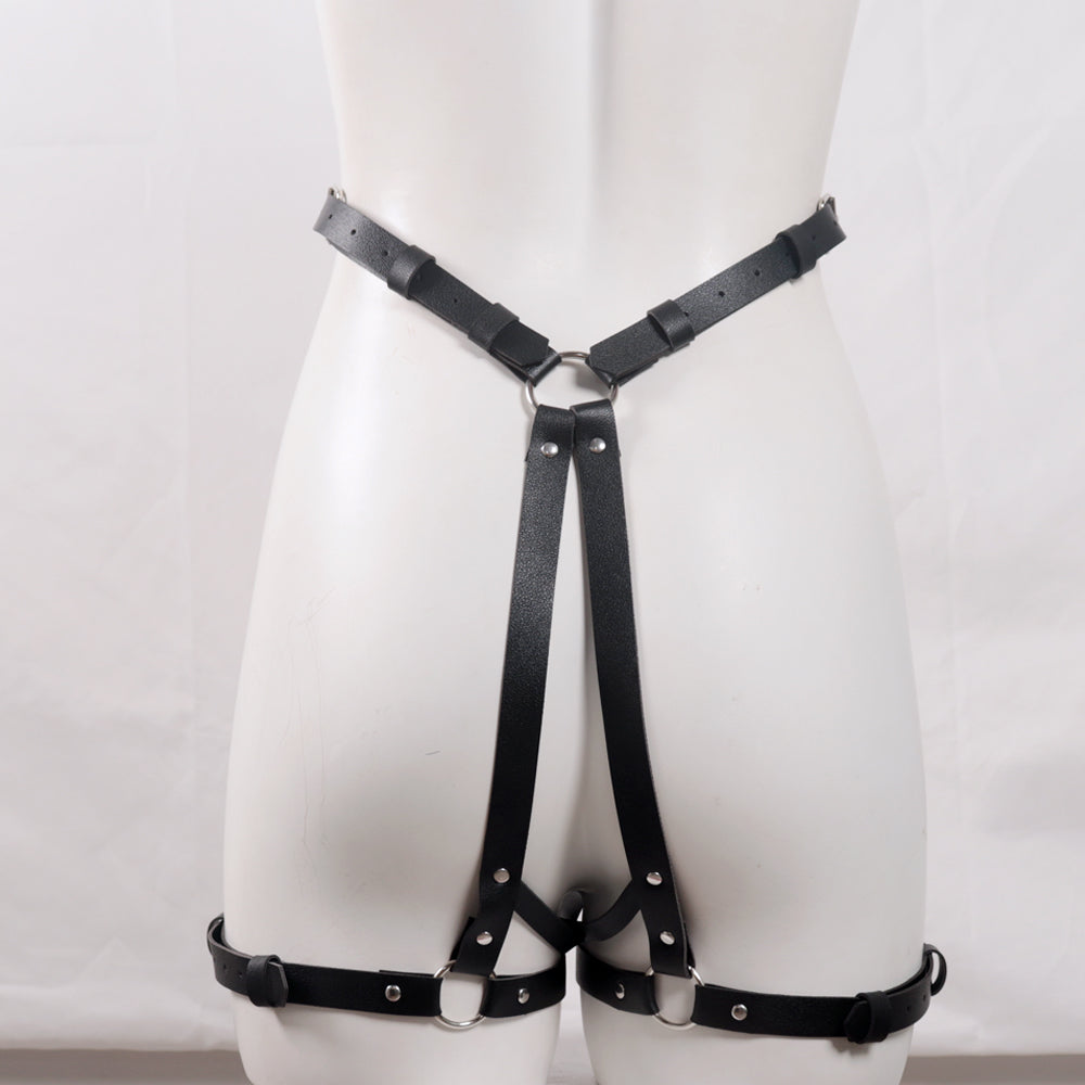 Zwart Leren BDSM Voorbindharnas Luxe Design