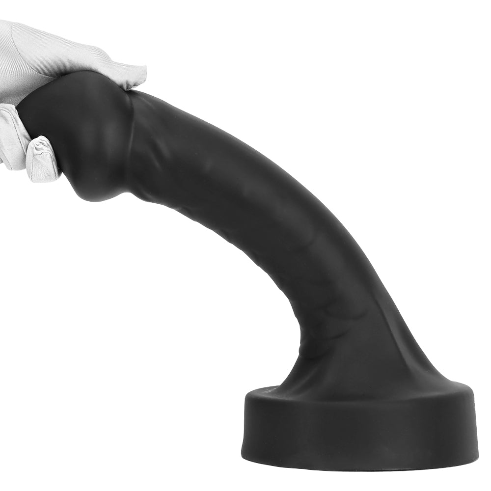 33 cm Gebogen Taps Toelopende Black Dildo