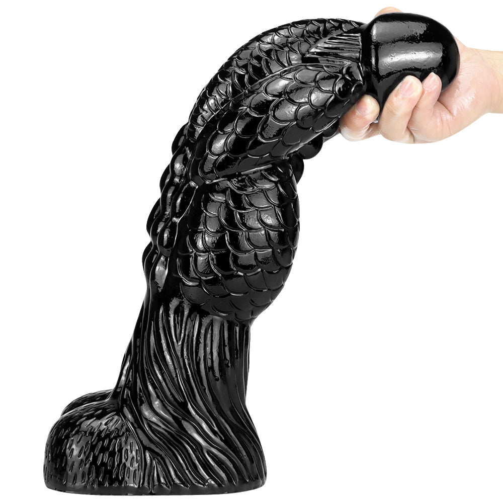 37cm Zwarte Fantasy Monsterdildo Met Schaal