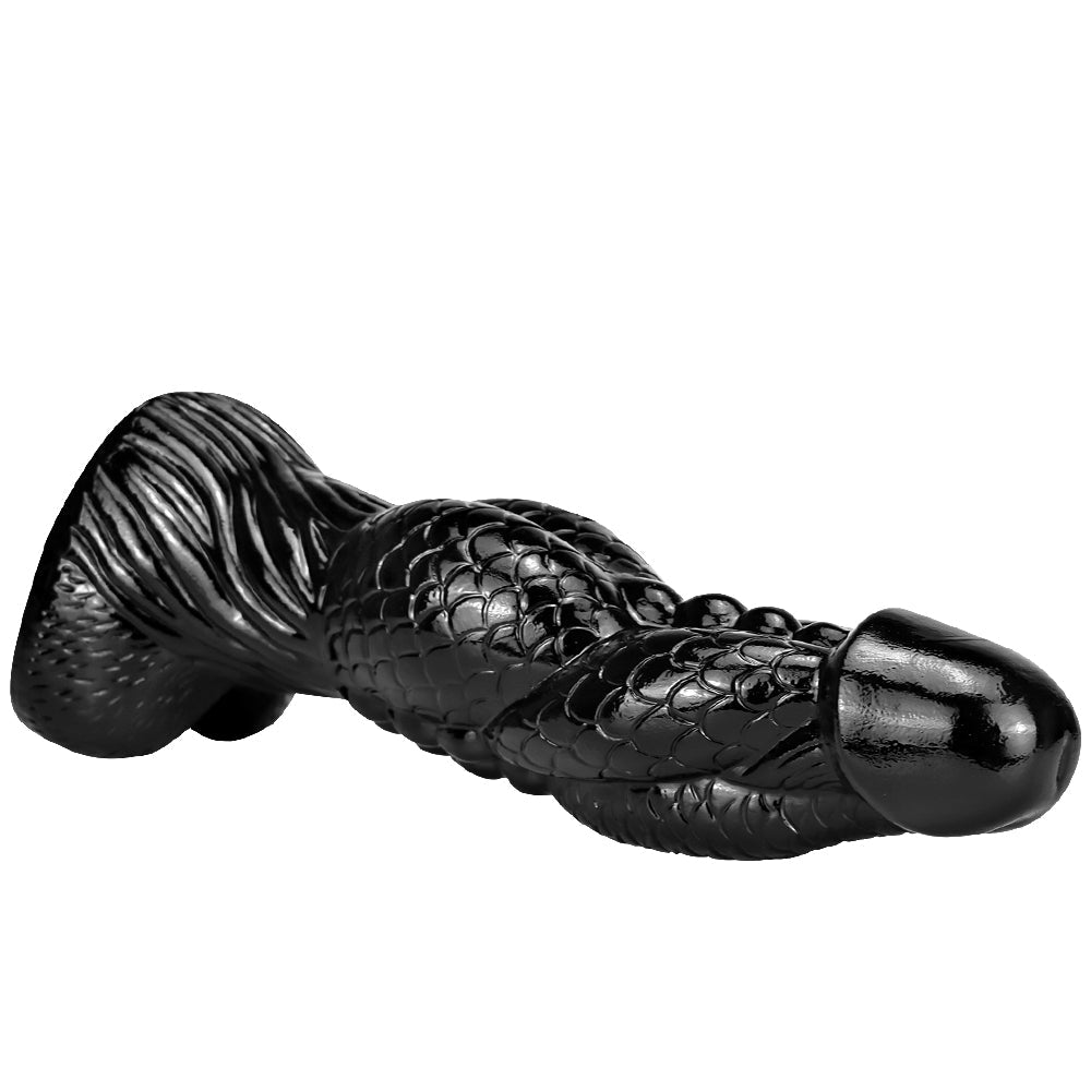 37cm Zwarte Fantasy Monsterdildo Met Schaal