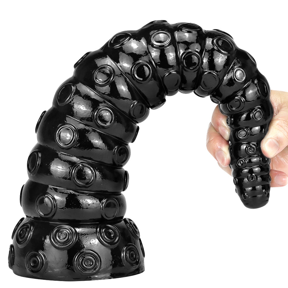 38cm Big Black Lang Tentakel Dildo Met Textuur