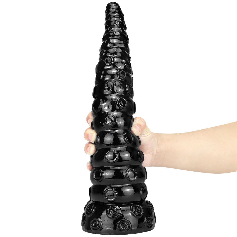 38cm Big Black Lang Tentakel Dildo Met Textuur