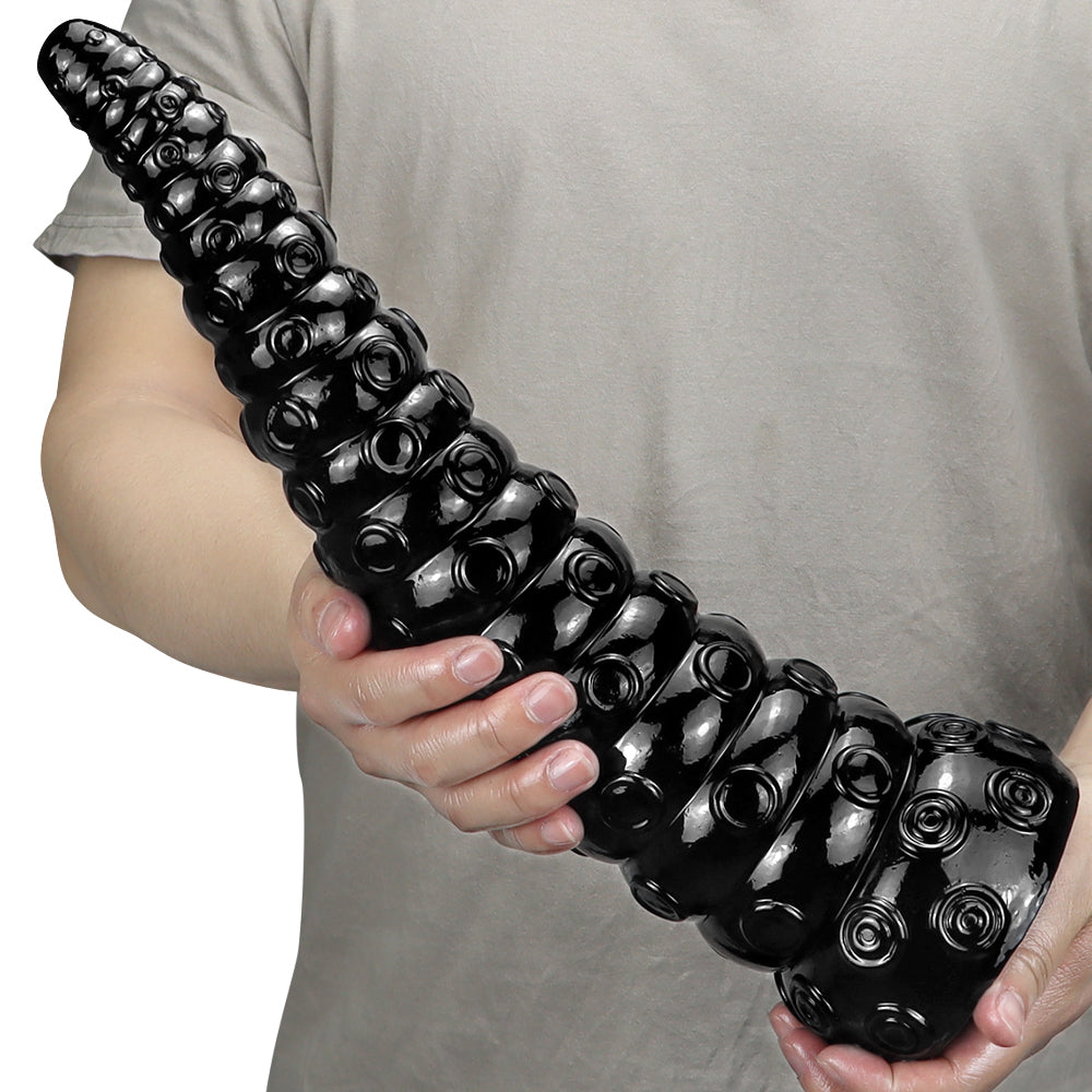 38cm Big Black Lang Tentakel Dildo Met Textuur