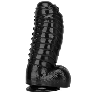 34 cm Big Black Dildo Met Voorhuid