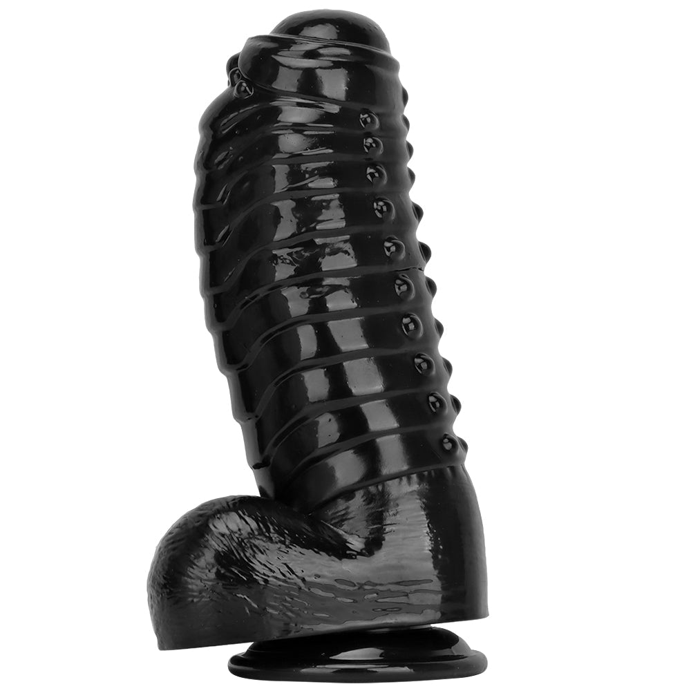 34 cm Big Black Dildo Met Voorhuid