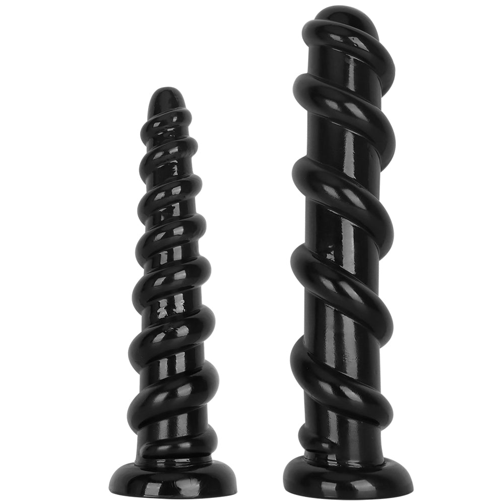 Zwarte Dikke Huge Dildo met Spiraalvormige Ribbels