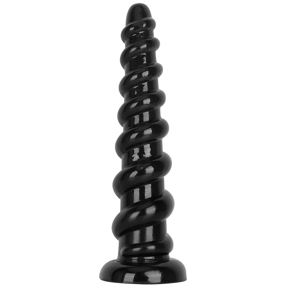 Zwarte Dikke Huge Dildo met Spiraalvormige Ribbels
