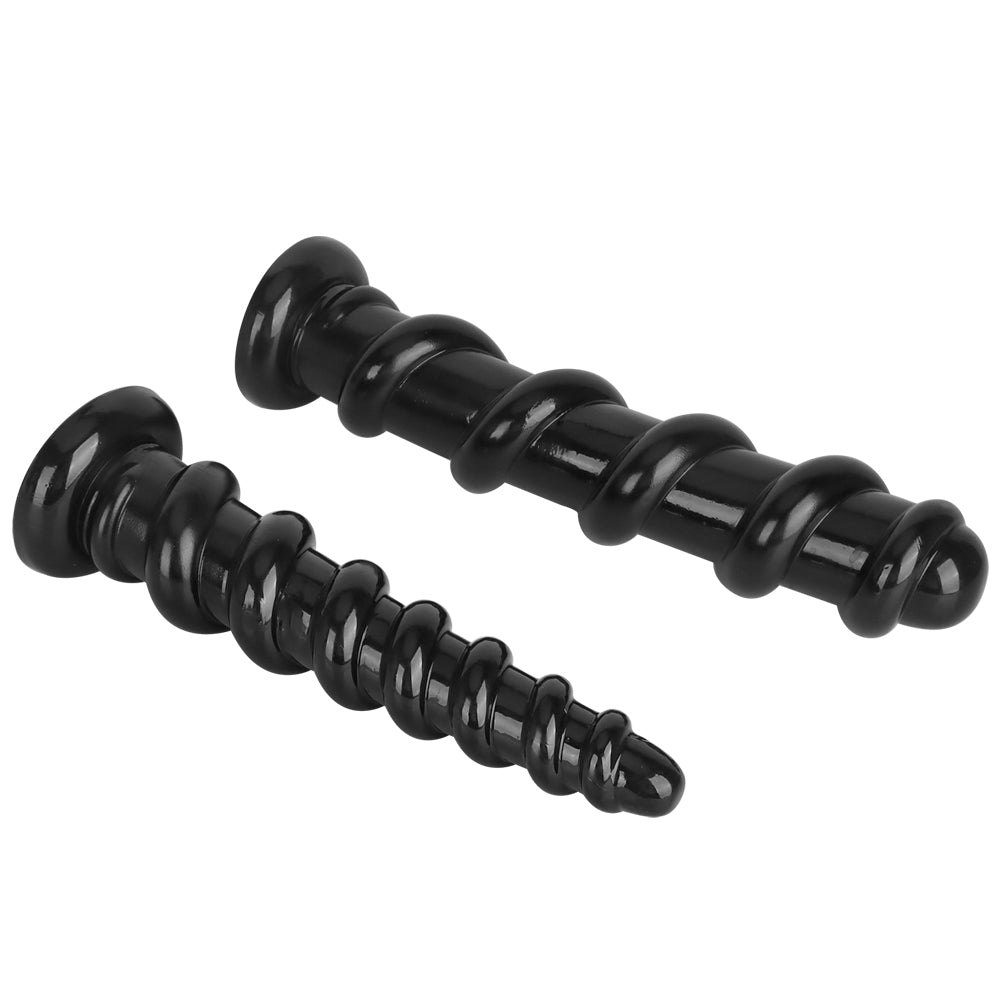 Zwarte Dikke Huge Dildo met Spiraalvormige Ribbels