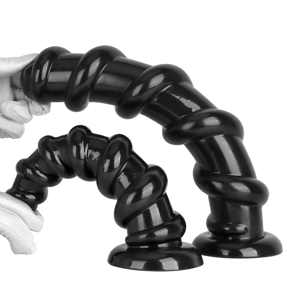 Zwarte Dikke Huge Dildo met Spiraalvormige Ribbels